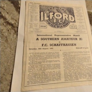 Southern Amateur X1 v FC Schaffhausen Football Programme 20/8/1955.