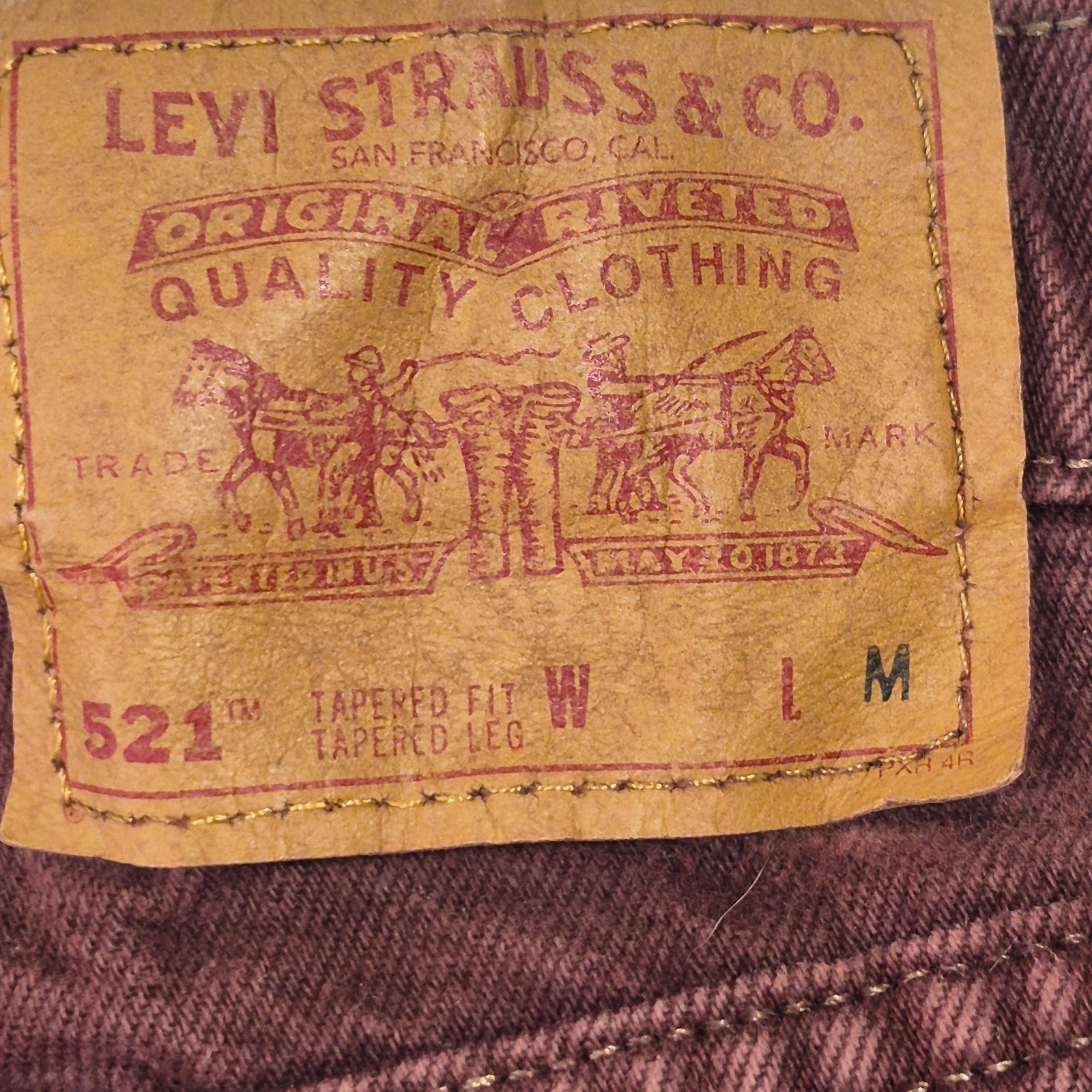 VTG LEVIS 521 JEANS TAPERED FIT LEG RUST RED SIZE 10 MEDIUM 28x30 MADE IN USA thumbnail 15