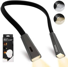 Silver LED Neck Rechargeable Reading Light, Multifuntion Book Light for Reading