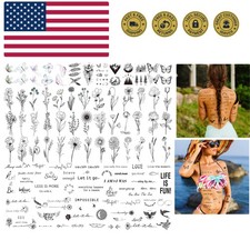 100 Sheets Realistic Temporary Tattoos, 240 Pcs Multicolor Modern Floral  I...