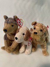 Ty Beanie Babies Set of 3 Dogs (2000) Rufus Sarge & Whiskers Retired with Tags