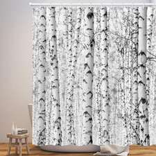 Birch Trees Shower Curtain Gray Tree Winter Forest 72X72IN Bathroom Decor, Neu
