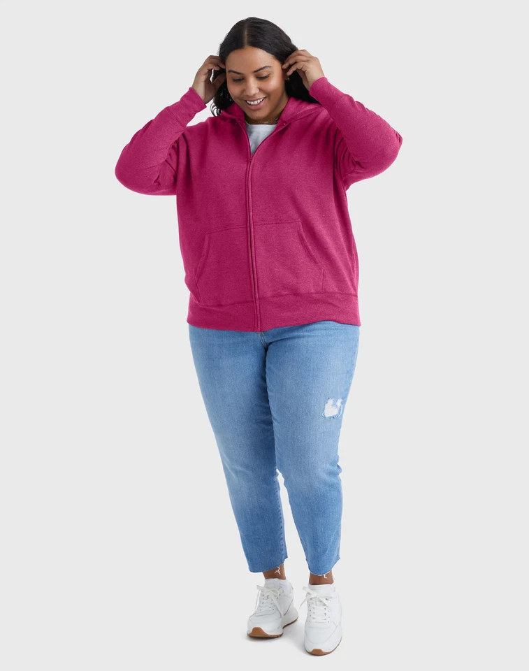 Женская флисовая толстовка с капюшоном на молнии Hanes Just My Size EcoSmart (плюс) - Изображение 4 из 4