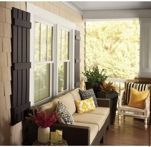 Ply Gem 12 x 35 Polypropylene 3-Board Open Board and Batten Shutters,Pair In Red - Picture 3 of 5