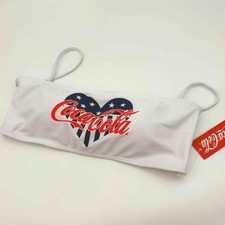 Coca-Cola American Flag Bikini Top Patriotic Stars Stripes Swimsuit NWT Size L