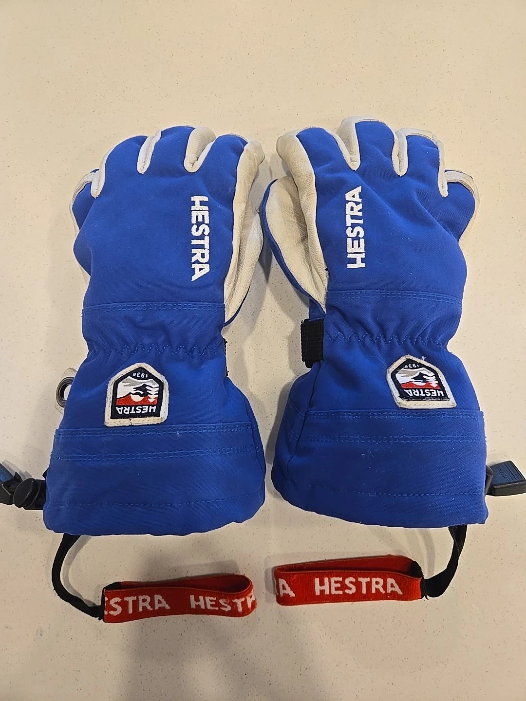 Hestra Army Leather Heli Ski Jr Gloves Size 4 Used Winter Snow Skiing Snowboard