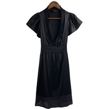 BCBG Maxazaria Little Black Silk Dress Size XXS Tie Back Mini