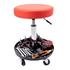 300LBS Rolling Shop Stool Mechanics Garage Stool Adjustable Work Seat Creeper