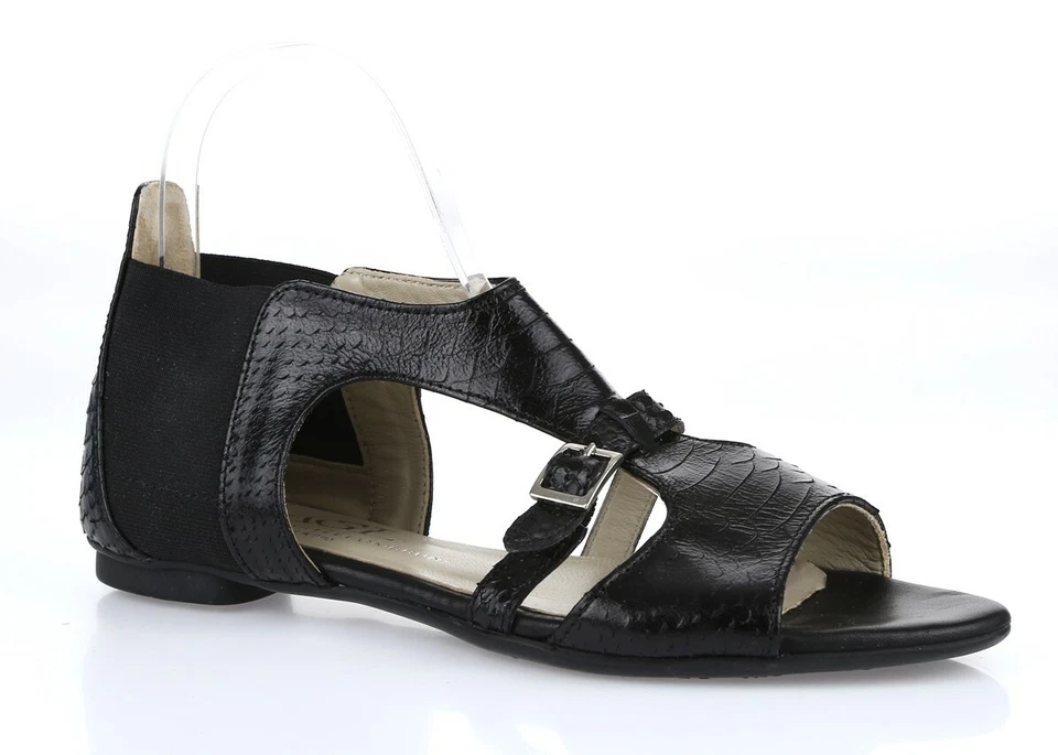 Sandalias planas AGL 215259 de cuero negro con hebilla talla 37,5 para mujer Foto 4 de 4
