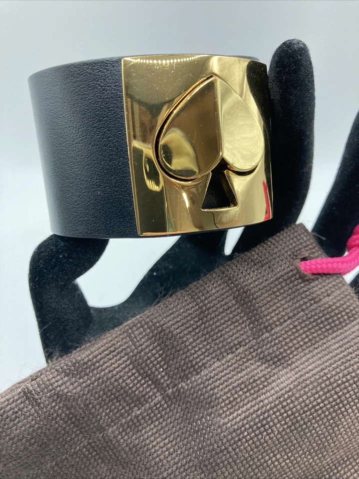 Pulsera de cuero Kate Spade Logo Twist Lock corazón marrón dorado bolsa de regalo 8" nueva sin etiquetas Foto 2 de 4