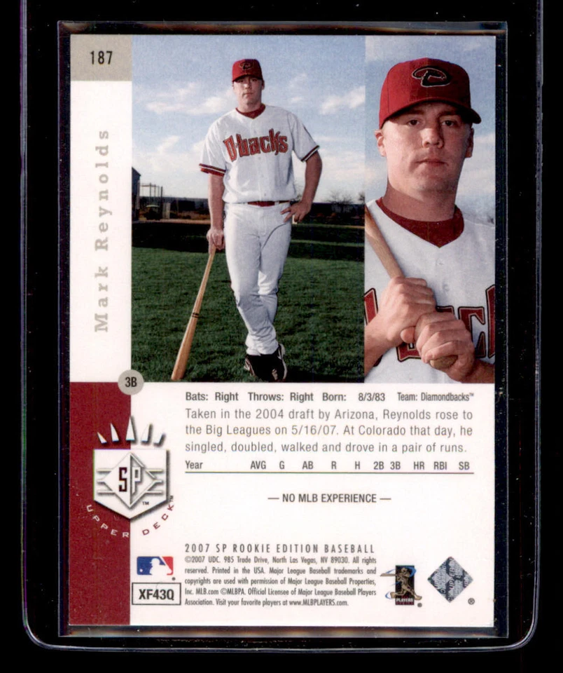 2007 SP Rookie Edition #187 Mark Reynolds 93 - Image 2 of 2
