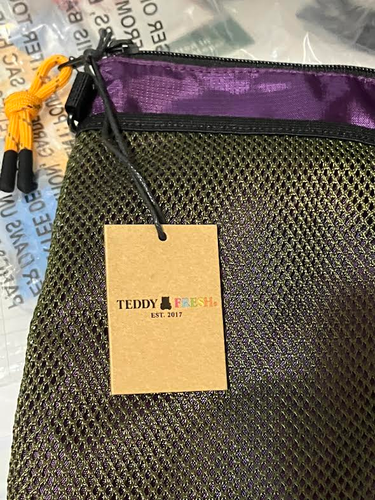 Marsupio Teddy Fresh con cerniera - borsa viola con tracolla arancione - nuovo con etichette - Foto 4 di 4