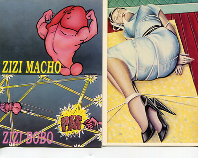 LOT of 2 Cards Illustrated Sexy Naughty Bondage and Zizi Macho