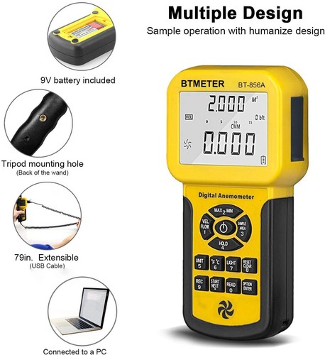 Split Handanemometer Windgeschwindigkeitstester CFM/CMM14-140°F Anemometer Windmeter - Bild 2 von 10