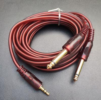 3.5mm 1/8'' TRS to Double 6.35mm 1/4'' TS Mono Stereo Y-Splitter Cable for Speaker
