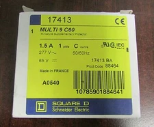 SQUARE D MULTI 9 C60 Breaker Protector 17413 BA Single Pole 1.5 Amp 88464 