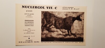 Lunchbox Apotheke NUCLERGOL VIT C Kuh rot mit schwarzem Kopf Parietal Kunst Lascaux 