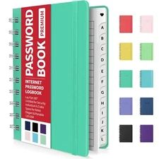 Password Book with Individual Alphabetical Tabs 4" x 5.5" Small Password Note...