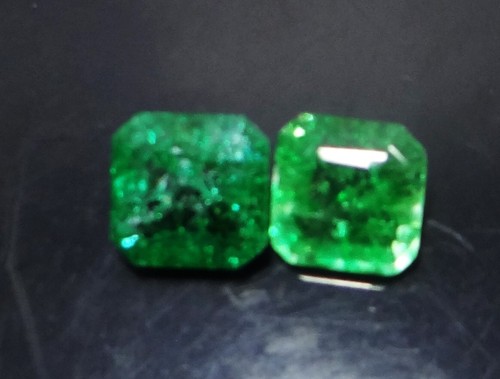 Natural 15CtRadiant cut Colombian Green Emerald Loose Gemstone Certified2pcs lot - Picture 8 of 9