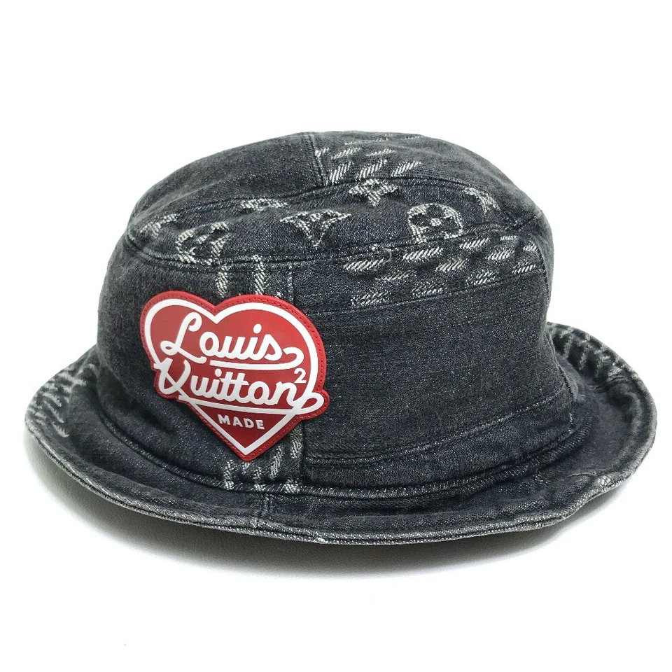 LOUIS VUITTON MP3244 Bonnet Denim LV MADE HUMANMADE NIGO Hat cotton Black White