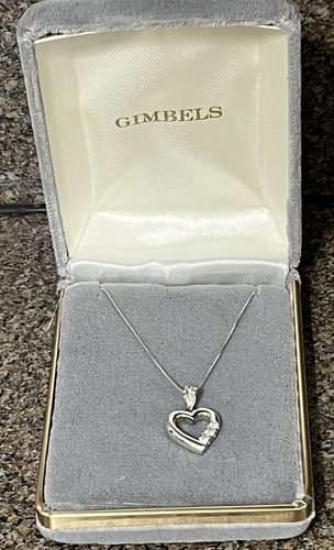 14K WHITE Gold HEART \u0026 DIAMOND Necklace 