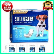 50 Disposable Dog Diapers Male Wraps Belly Band For Male Dog Dog Diaper Male...