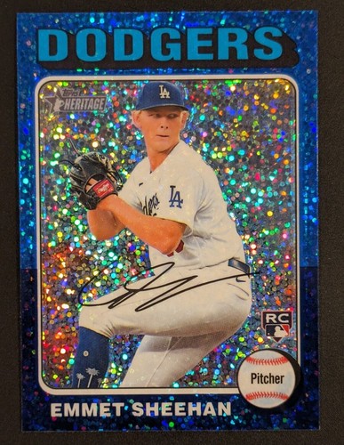 2024 Topps Heritage blau funkelnder Refraktor Emmet Sheehan Rookie #187 Dodgers RC