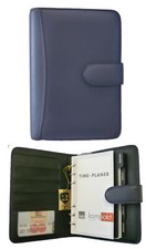 Timeplaner A6 Business 2027 1Woche 2Seiten echtes Leder dunkelblau 13,5x19,3x4 c