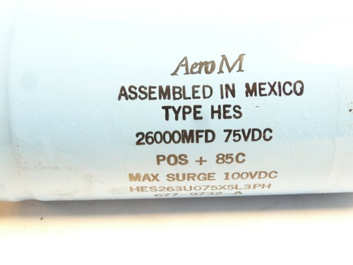 AeroM Type HES 26000MFD 75 VDC Capacitor 677-9732 HES263U075X5L3PH - Picture 3 of 3