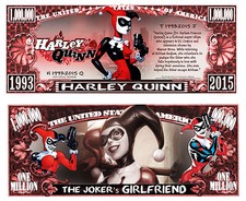 Harley Quinn Million Dollar Bill Play Funny Money Novelty Note + FREE SLEEVE
