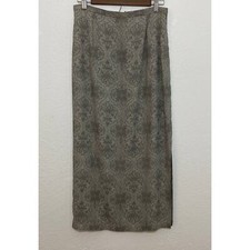 Josephine Chaus Collection Sz 10 Gray Floral Paisley Maxi Skirt Lined Side Slit