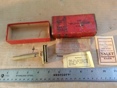 Vintage GOLD PLATED Valet Auto-Strop Razor The ''Million Dollar'' Razor ORIG BOX