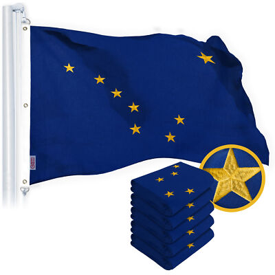 G128 5 Pack: Alaska AK State Flag  6x10 Ft Embroidered 220GSM Spun Polyester