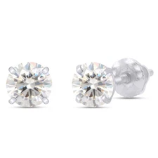 Solid 10K White Gold Real Moissanite Stud Earrings Pass Diamond Tester 1 ctw