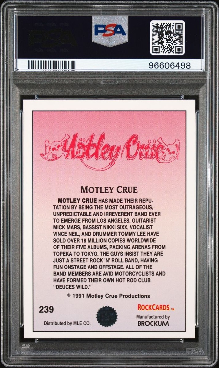 PSA 9 Motley Crue 1991 Brockum Rockcards #239 Vince Neil