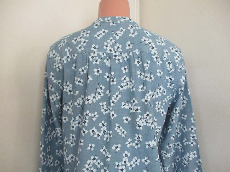 LANDS' END DRAPER JAMES COTTON BLUE FLORAL LONG SLEEVE SHIRT DRESS,  SIZE S 6-8 - Image 3 of 4