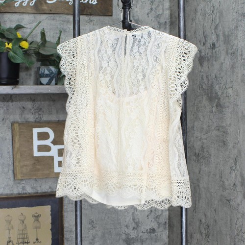 lc Lauren Conrad Womens Lace Layered Tank Blouse Shirt Top WL21W030RS L XL - Picture 5 of 12
