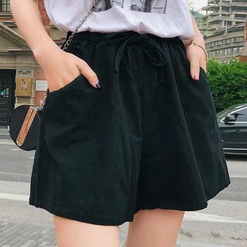 Lady Women Cotton Linen Baggy Shorts Pants Casual Wide Leg Oversized Summer Cute - Bild 10 von 21