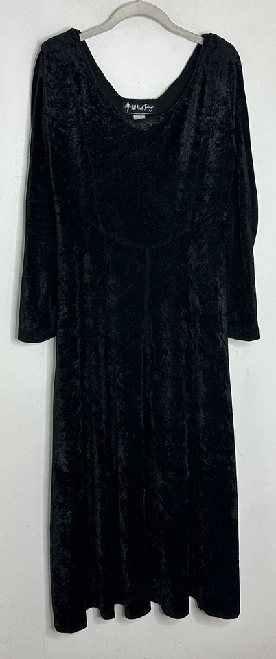 Vestido MIDI de terciopelo negro mediano vintage All That Jazz para mujer manga larga Foto 2 de 4