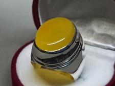 Natural Yemeni Aqeeq Sterling Silver 925 Handmade Carnelian Plain Heavy Ring