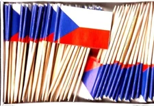 One Box of 100 Czech Republic Toothpick Flags, 100 Small International Flags