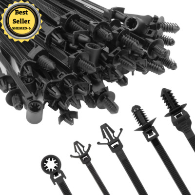 Armpow 110 PCS Automotive Installation Black Push Mount Cable Zip Ties..........