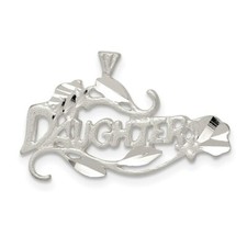 925 Sterling Silver DAUGHTER Charm Pendant 0.67 Inch