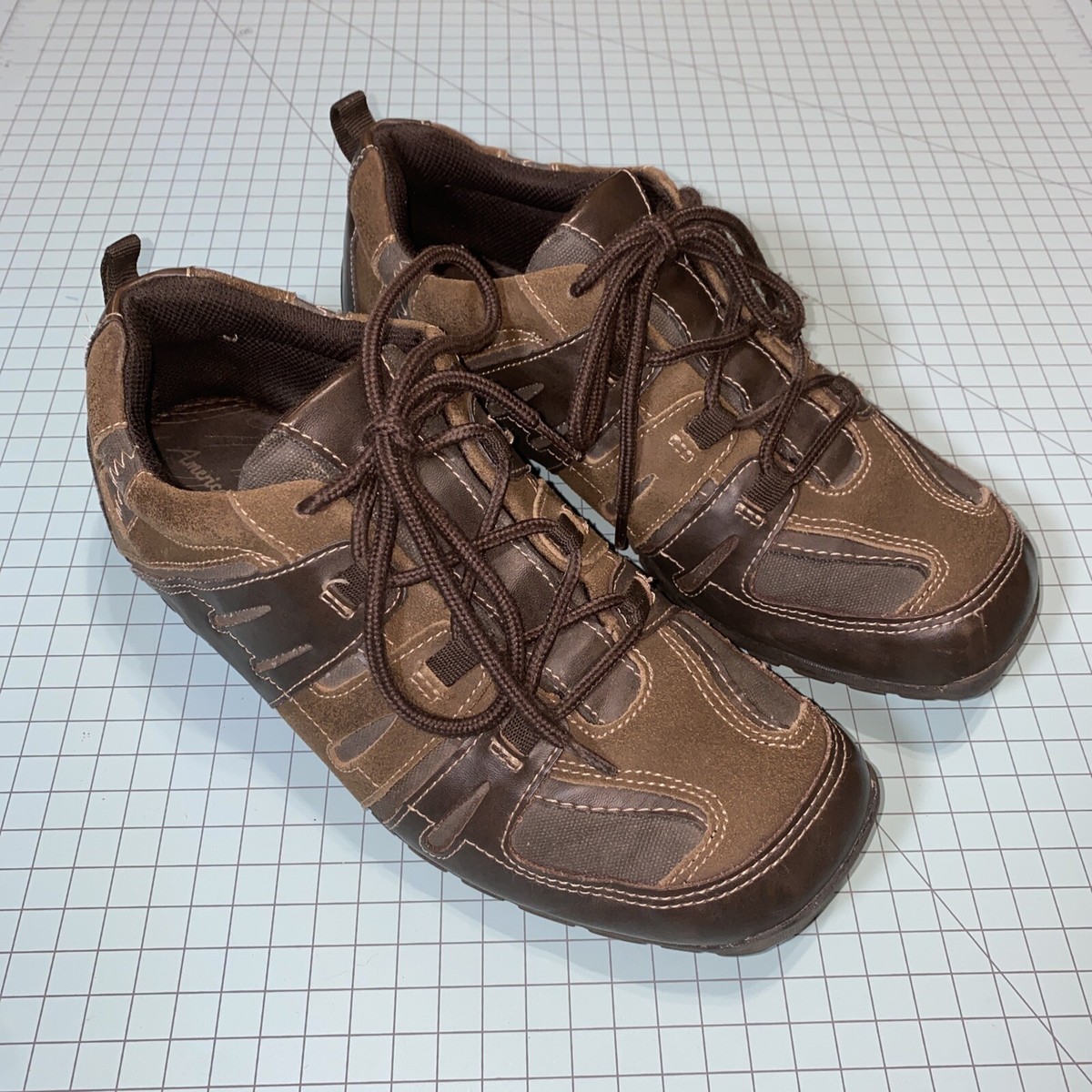 American Eagle Mens 73477 Leather Suede Casual Brown Shoes Walking Size