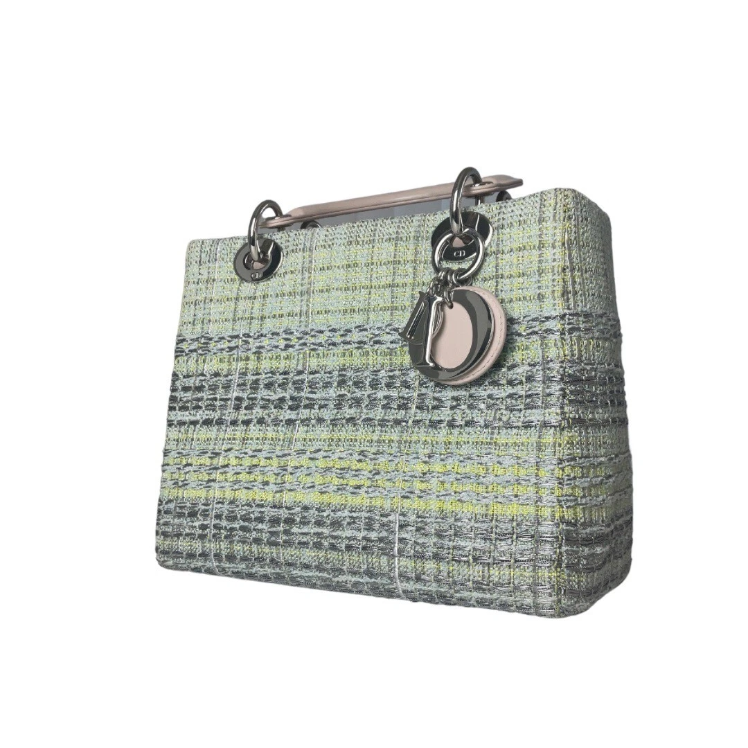 Sac à main authentique Lady Dior vert tweed