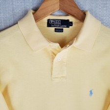 VTG POLO RALPH LAUREN Size Large Made in USA Mens Polo Shirt Yellow Soft Cotton