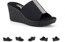 Onex Danica Elastic Black/Silver Stones Wedge Sandal Women's sizes 5-11/NEW  