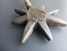 Andean Inca style Star Shape Macana - Carved in Andean Natural Black Stone