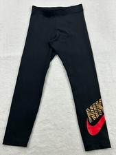 NIKE Tight Fit Crop Length Leggings Women XS BLACK/ANIMAL PRT Swoosh NWT 24x22.5