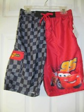 NWT Boy's DISNEY CARS LIGHTNING MCQUEEN THEME SWIM TRUNKS SHORTS, Red